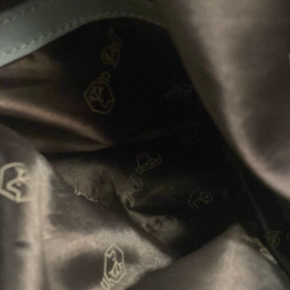 Valentina Teal Leather Bucket Shoulder Bag Double Zipper Made In Italy - Picture 7 of 12